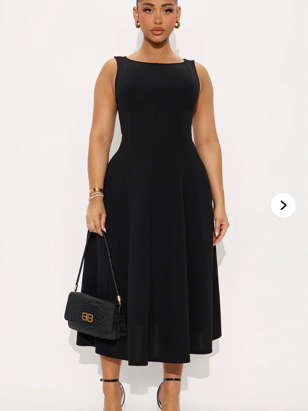 Fashion Nova Black Sleeveless Fit-and-Flare Midi Dress
